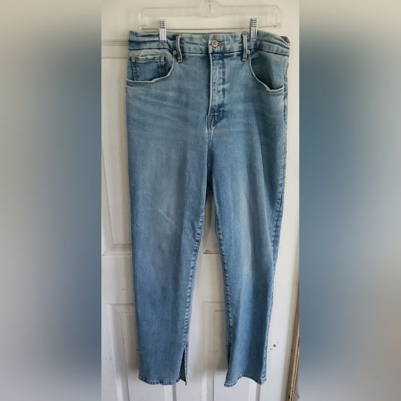 Good American Good Boy Womans Jeans, With Slits On Inside Of Leg At Bottom - Picture 4 of 5